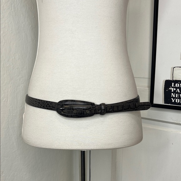 Talbots Gray & Black Leather Croc Embossed Belt Size M main image 5